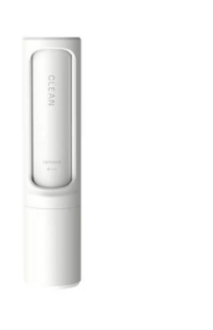 White pet hair remover roller — side angle