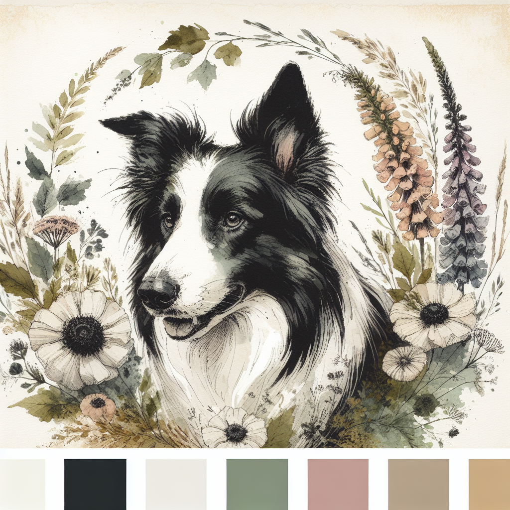 Border Collie Shirt | Cottagecore Watercolor Floral Tee | Border Collie Mom Gift | Herding Dog Lover