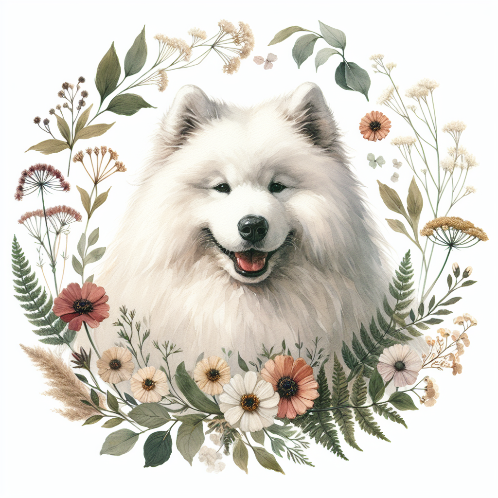 Samoyed Mug | Cottagecore Botanical Watercolor Dog Portrait | Samoyed Mom Gift | Floral Dog Mug