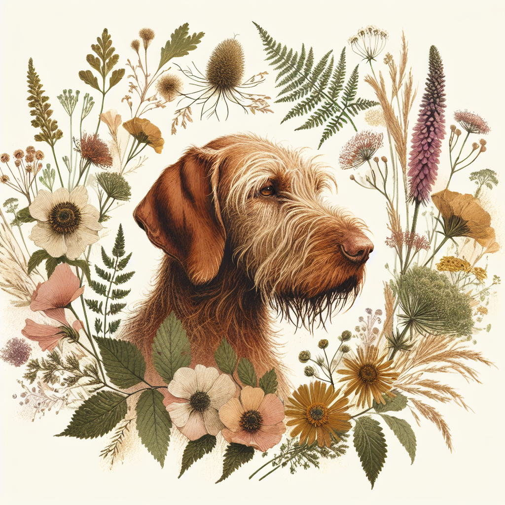 Wirehaired Vizsla Tote Bag | Cottagecore Dog Tote | Wirehaired Vizsla Gift | Dog Mom Tote | Botanical Dog Bag