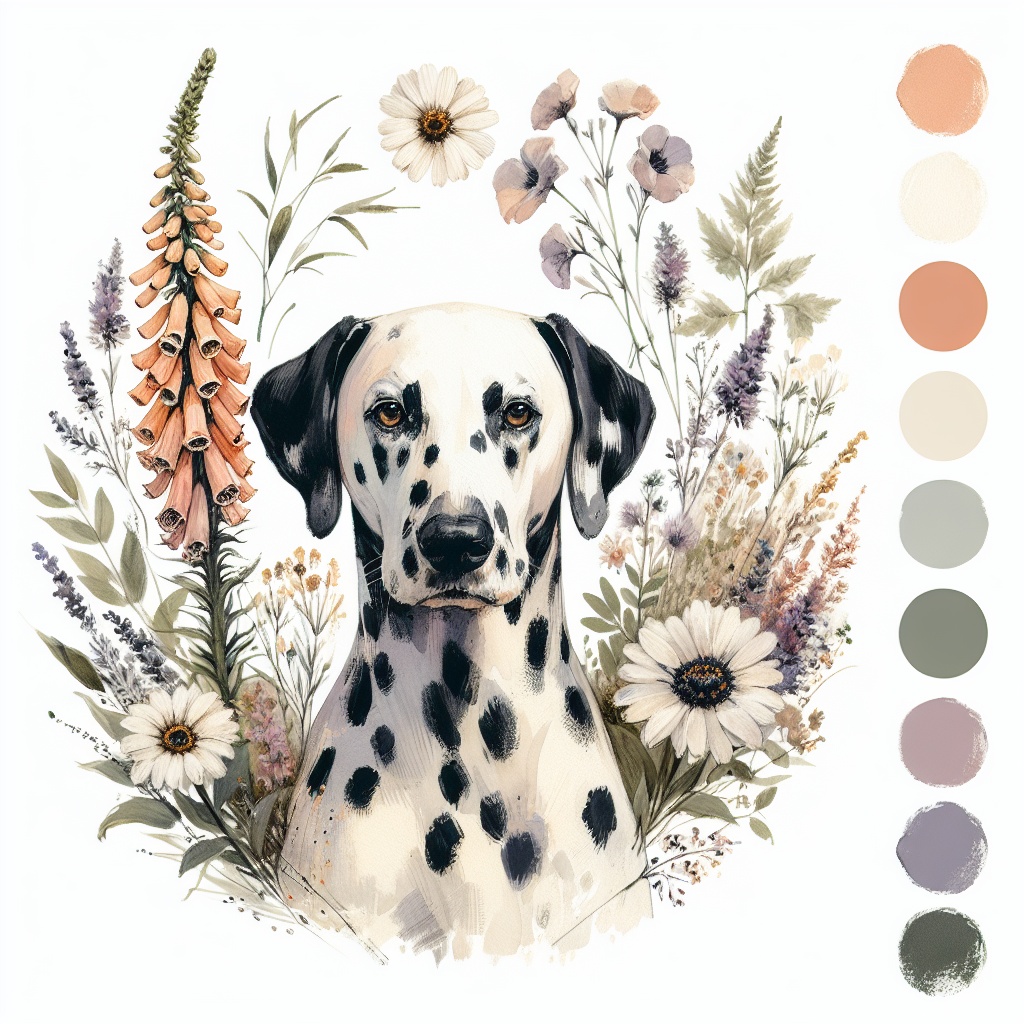 Dalmatian Tote Bag | Cottagecore Botanical Watercolor | Dalmatian Mom Gift | Wildflower Dog Tote