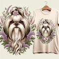 Shih Tzu Mug | Floating Shih Tzu Gift | Spring Flower Crown Dog Mom Cup | Funny Shih Tzu Owner Gift