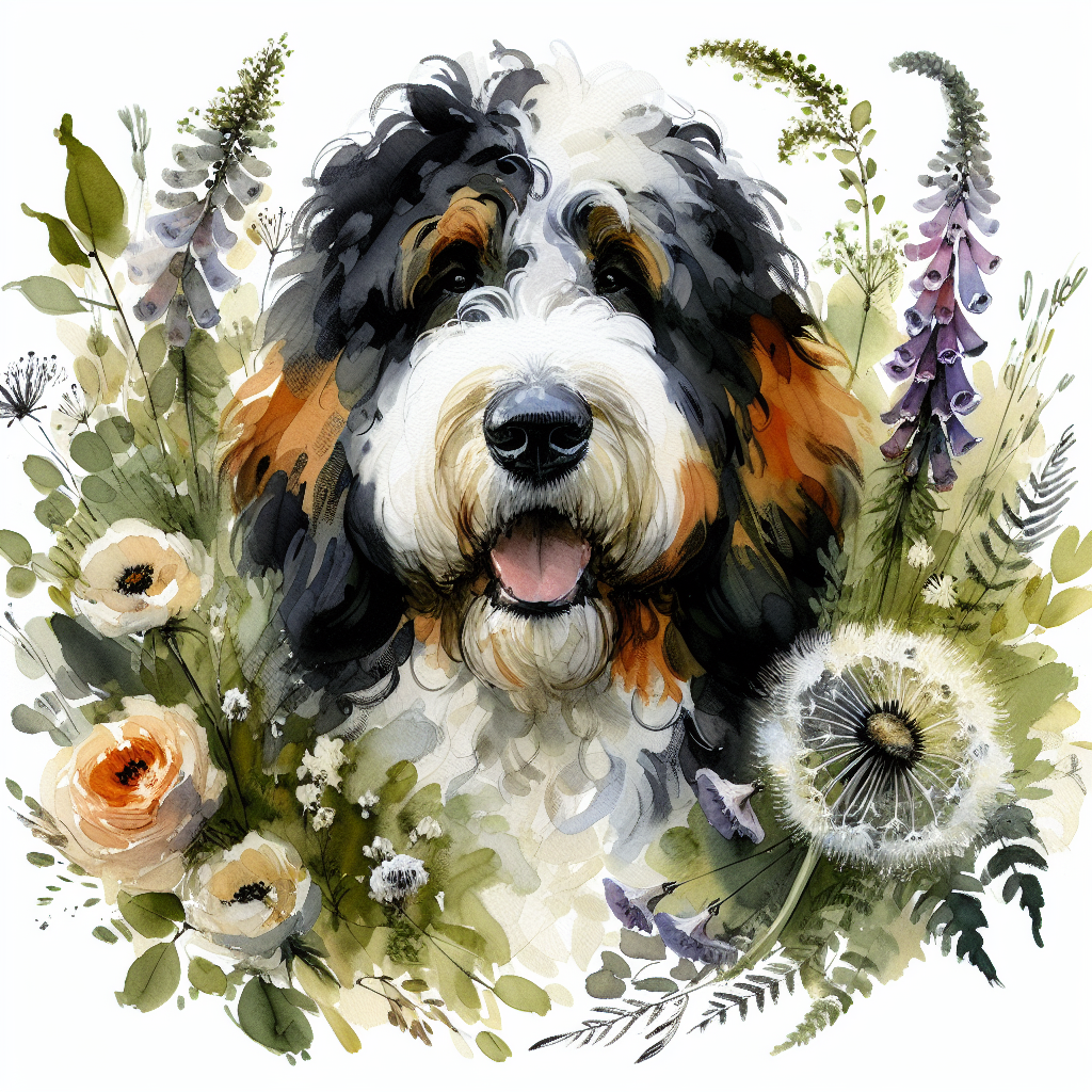 Bernedoodle Shirt | Cottagecore Dog Mom Tee | Bernedoodle Gift | Botanical Watercolor Dog Portrait Tshirt