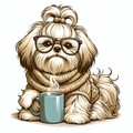 Shih Tzu Hoodie | Dog Mom Coffee Lover Gift | Cute Shih Tzu with Glasses | Dog Owner Sweatshirt | Shih Tzu Lover Apparel