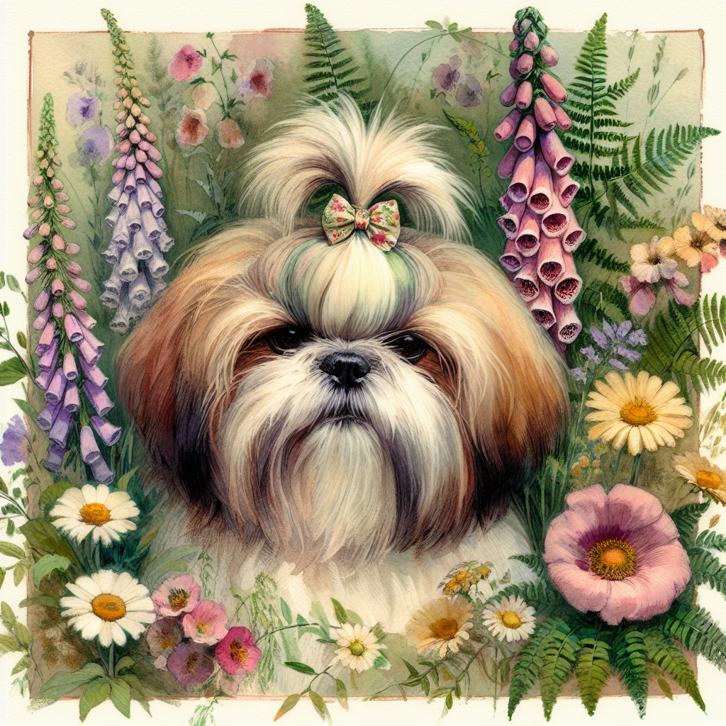 Shih Tzu Tote Bag | Cottagecore Dog Tote | Shih Tzu Mom Gift | Botanical Watercolor Dog Bag