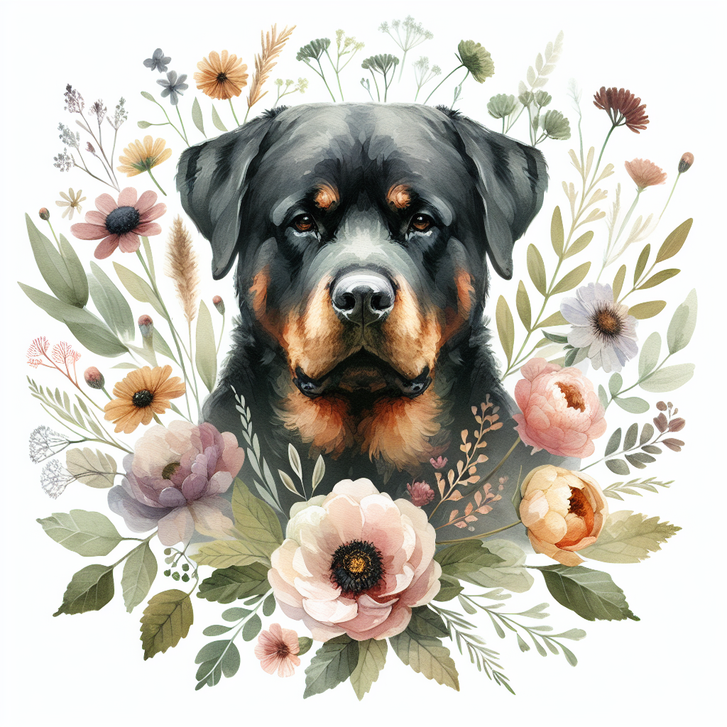 Rottweiler Cottagecore Hoodie | Watercolor Dog Art | Floral Rottie Gift | Botanical Dog Lover | Gentle Giant Sweatshirt