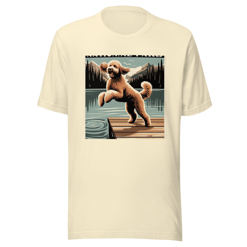Goldendoodle Adventure Shirt | Goldendoodle Mom Gift | Dock Jumping Dog Tee | National Parks Style Goldendoodle