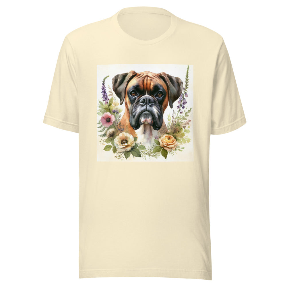 Boxer Dog Cottagecore Shirt | Boxer Mom Gift | Watercolor Botanical Dog Tee | Boxer Lover