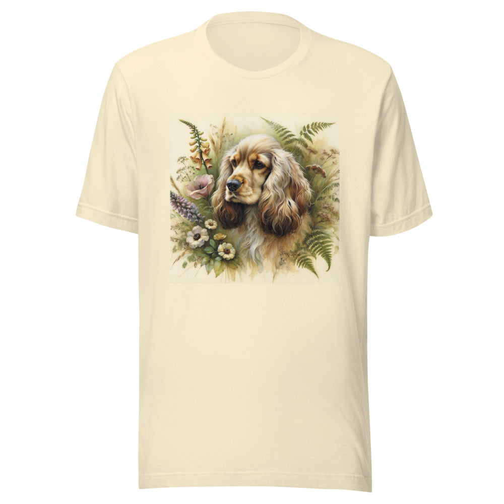 Cocker Spaniel Shirt Cottagecore | Watercolor Botanical Wreath Tee | Cocker Spaniel Mom Gift | Floral Dog Portrait Shirt