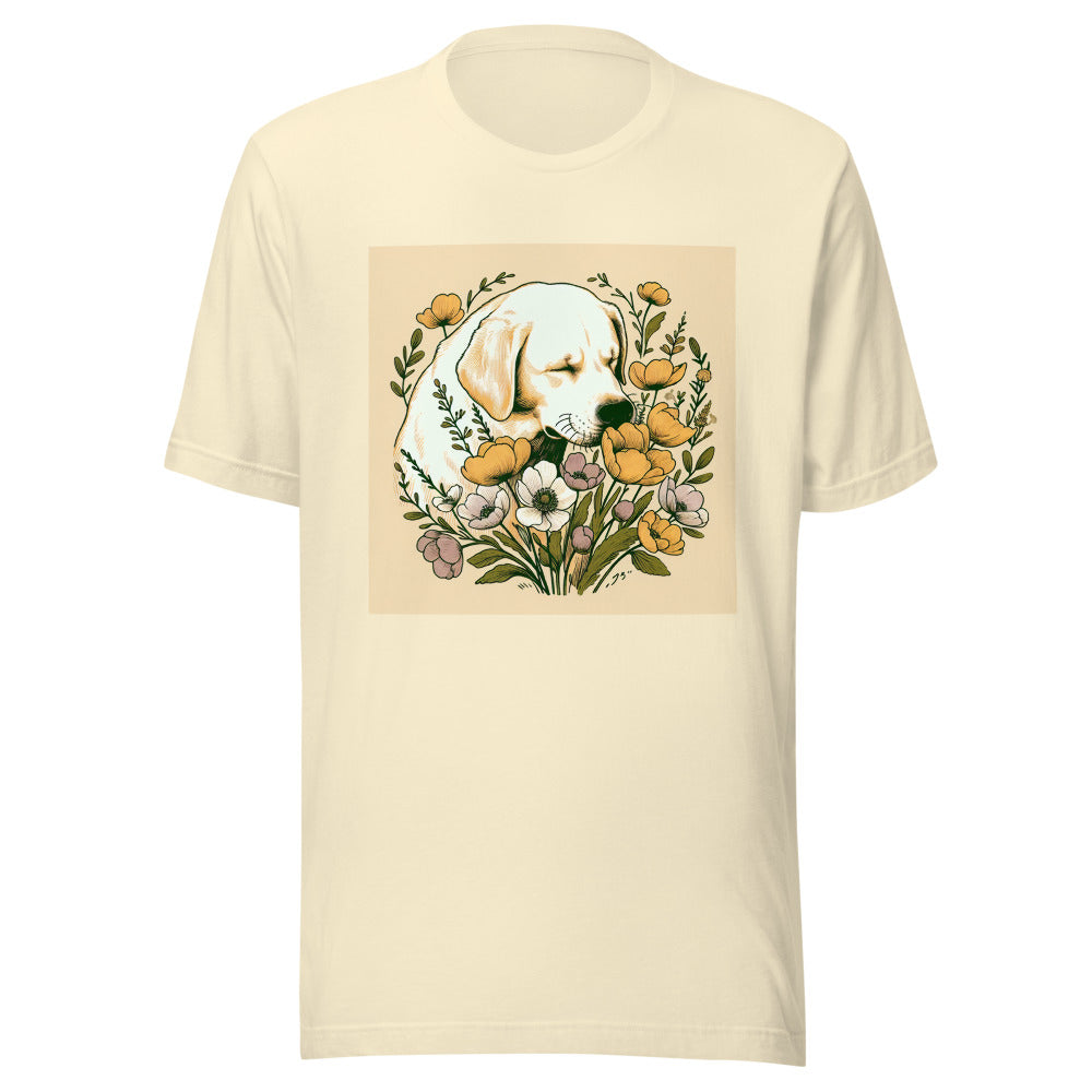 Yellow Lab Shirt Smelling Flowers | Labrador Retriever Tee | Dog Mom Spring Shirt | Lab Lover Gift
