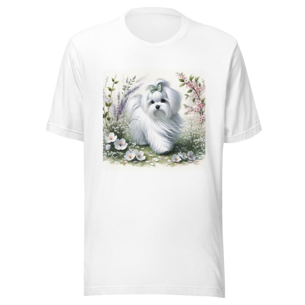 Maltese Dog Shirt | Spring Floral Maltese Tee | Maltese Mom Gift | Cute Dog Lover Shirt | Maltese Owner Gift | Dog Mom Tshirt