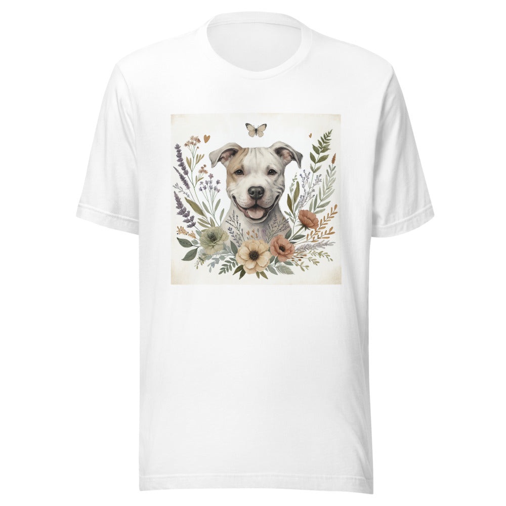 Pit Bull Cottagecore Shirt | Floral Dog Lover Tee | Botanical Pitbull Gift | Cottagecore Dog Mom Shirt | Wildflower Pit Bull Top