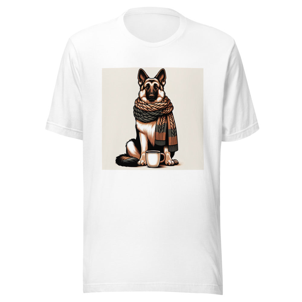 German Shepherd Dog Mom Shirt | GSD Coffee Scarf Tee | German Shepherd Lover Gift | Cute GSD Shirt