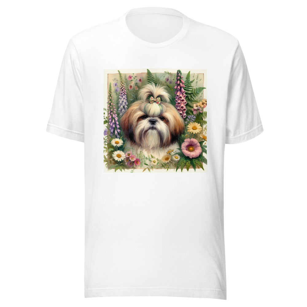 Shih Tzu Cottagecore Shirt | Botanical Garden Dog Tee | Shih Tzu Mom Gift | Watercolor Dog Shirt