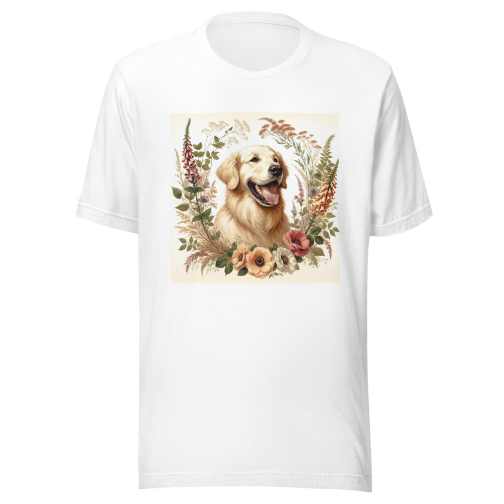 Golden Retriever Cottagecore Shirt | Watercolor Botanical Tee | Dog Mom Gift | Golden Retriever Lover