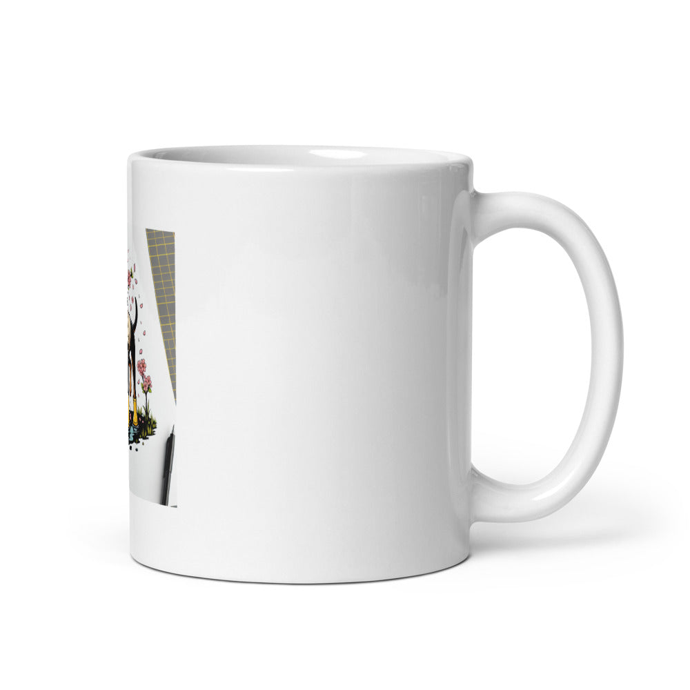 Doberman Spring Mug | Dog Rain Boots Coffee Cup | Cherry Blossom Pet Mug | Doberman Pinscher Gift | Spring Dog Lover Mug