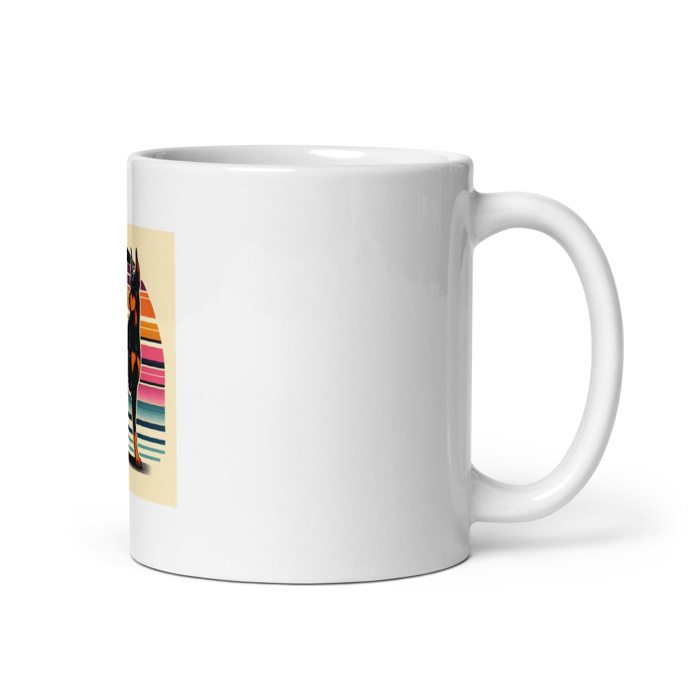 Doberman Mug Retro 80s | Vintage Dog Coffee Cup | Doberman Owner Gift | Synthwave Dog Mug | 80s Aesthetic Pet Gift