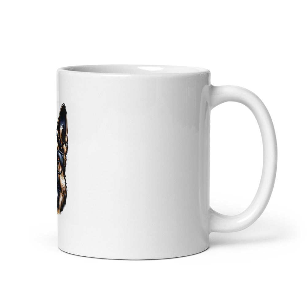 German Shepherd Mug | Smart Dog Coffee Cup | German Shepherd Gift | Dog Reading Glasses Mug | GSD Owner Gift | Funny Dog Mug