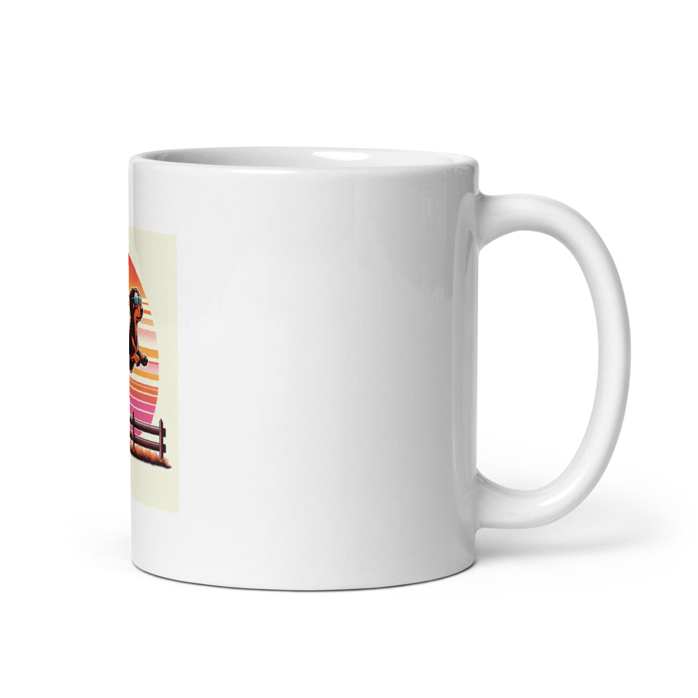 Dachshund Mug Retro 70s | Wiener Dog Jumping Fence | Vintage Dachshund Coffee Cup | Sausage Dog Gift | Retro Dog Lover Mug