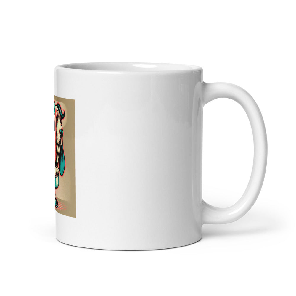 Basset Hound Mug | Retro Vintage Rockabilly Diner Dog | Funny Basset Hound Gift | Dog Mom Coffee Mug